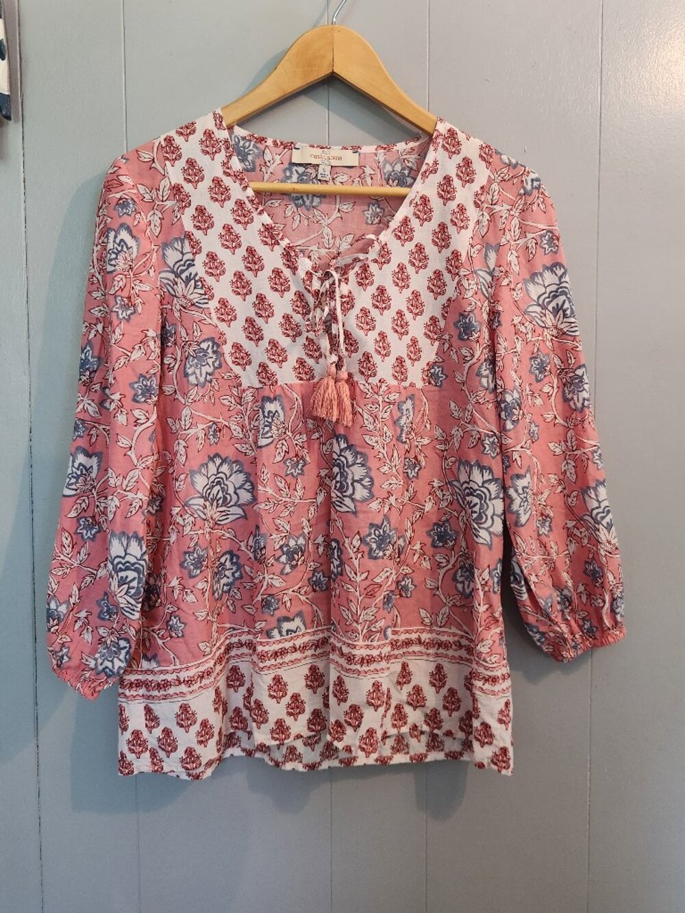 Casa Cabana floral paisley boho blouse top tunic shirt